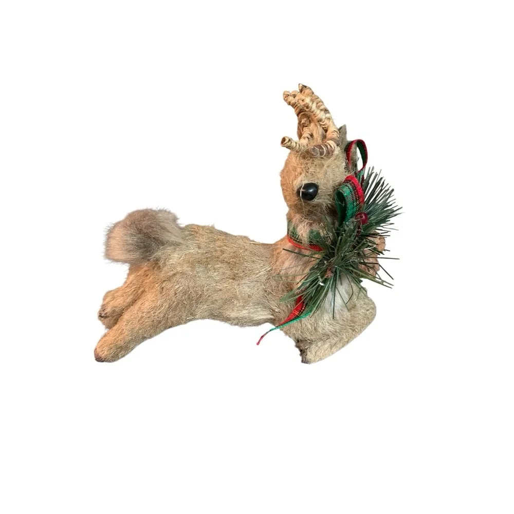 2 Pier 1 One Natural Wilderness Deer Christmas Holiday Hanging Ornaments 5.5x5in